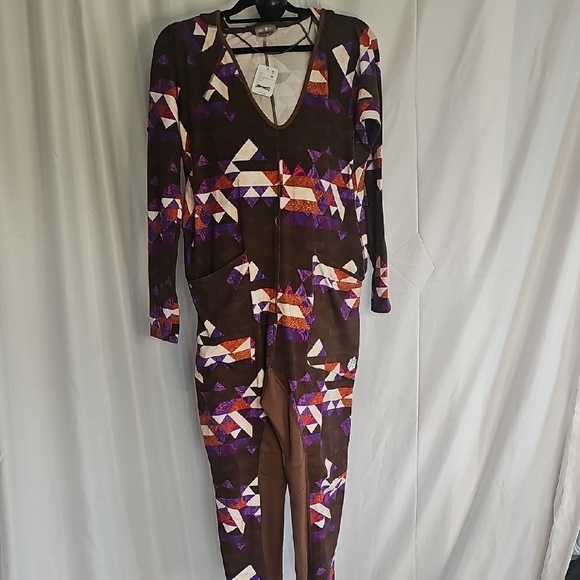 Free People HOTSHOT Jumpsuit Brown Purple